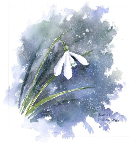 Подснежники акварель