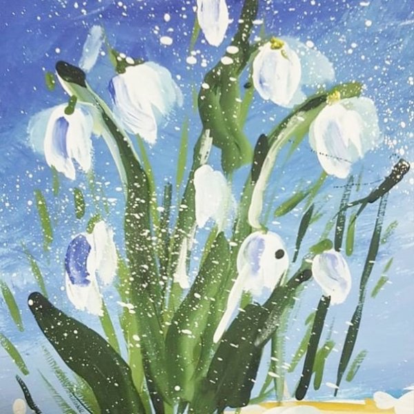 Подснежники гуашью для детей