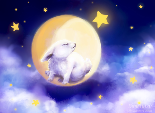Кролик на фоне Луны