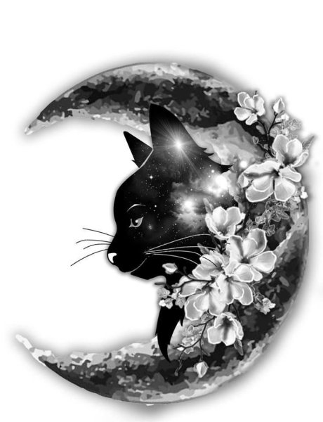 Картинки кошка на луне тату (66 фото) » Картинки и статусы про окружающий  мир вокруг
