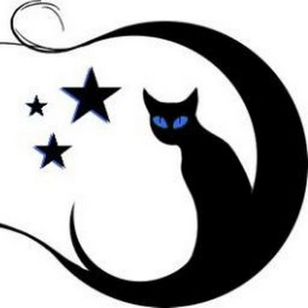 Тату черная кошка на Луне