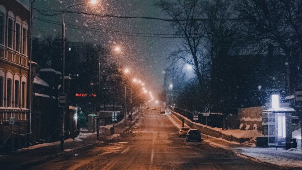 Зима ночь город