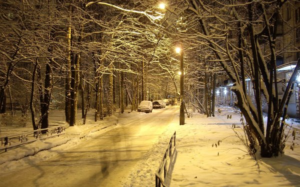 Ночной зимний город