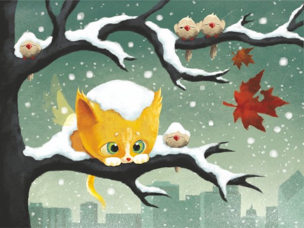 Зимние мультяшные котики