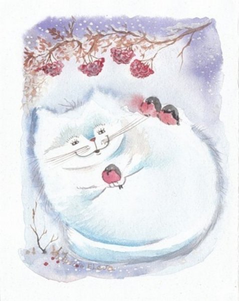 Веселые зимние иллюстрации