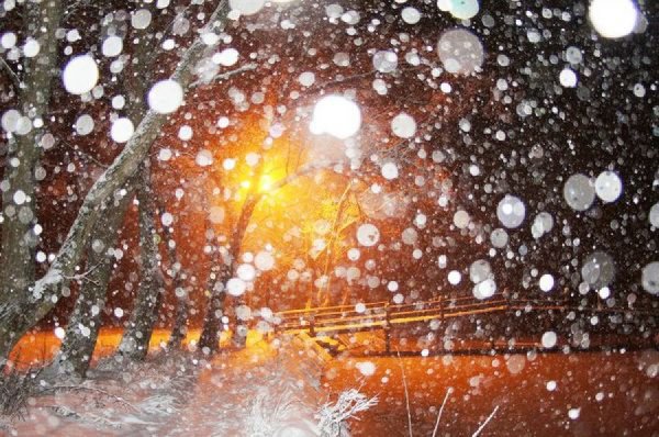 Первый снег хлопьями