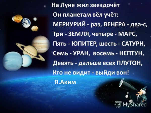 На Луне жил звездочёт он планетам