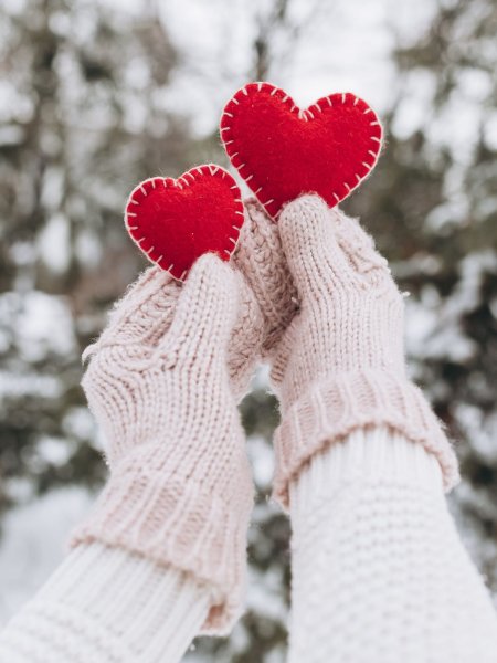 Варежки с сердечками