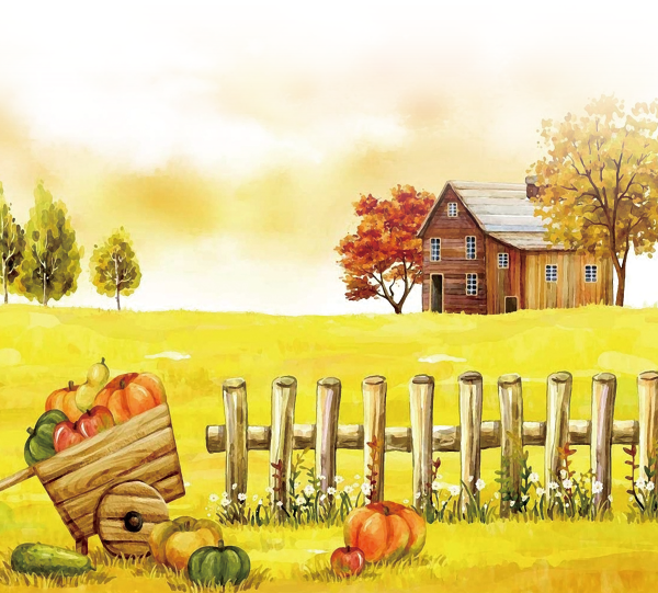 Пейзаж деревни для детей