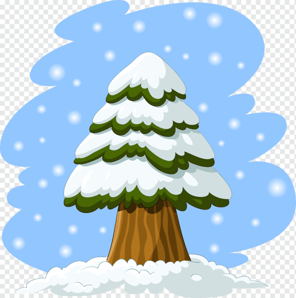 Елка в снегу мультяшная