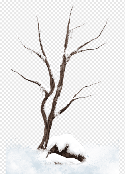Дерево зимой на прозрачном фоне