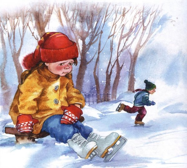 Девочка зимой рисунок