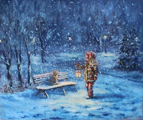 Снег идет живопись