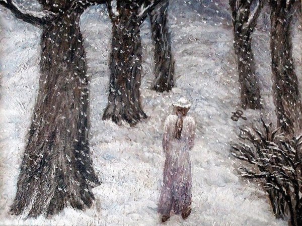 Снегопад живопись