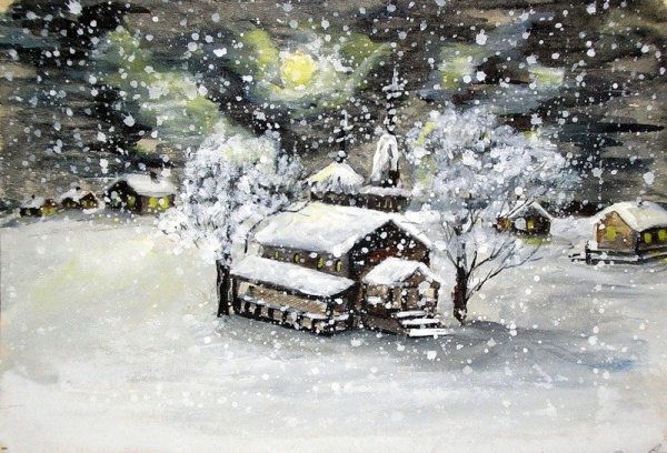 Нарисовать снегопад