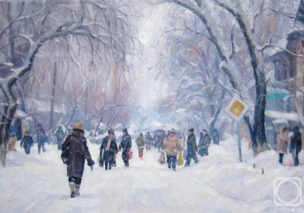 Снегопад живопись