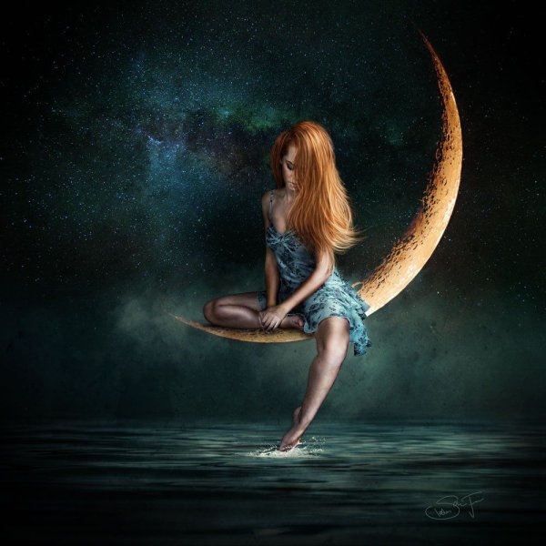 Рыжая девочка на Луне