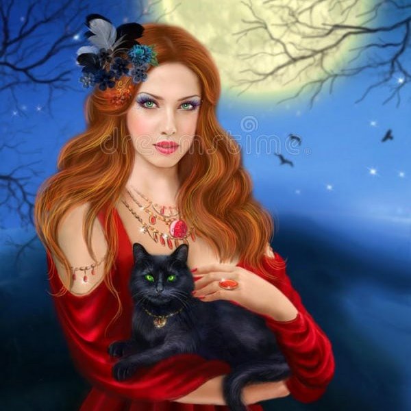 Рыжая ведьма с рыжим котом