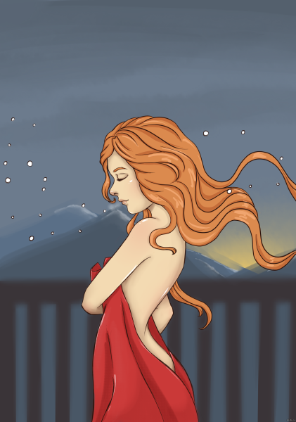 Рыжая девушка Графика