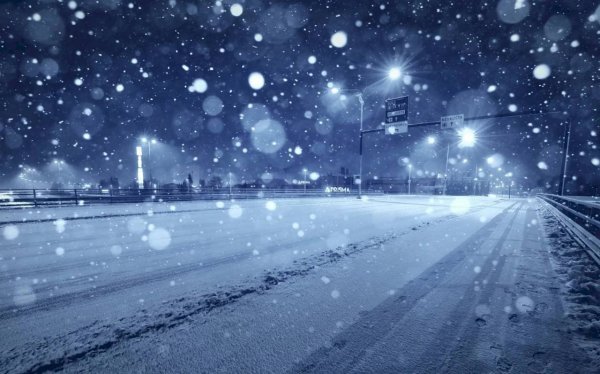 Снегопад вечером