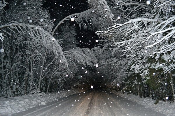 Зимняя дорога ночью