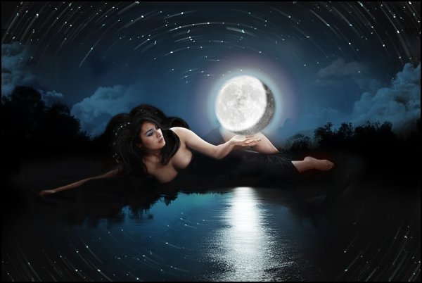 Ночь Луна девушка