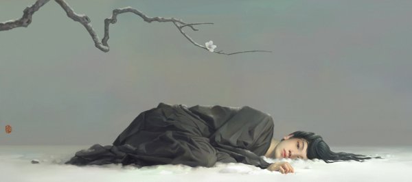 Человек лежит на земле арт