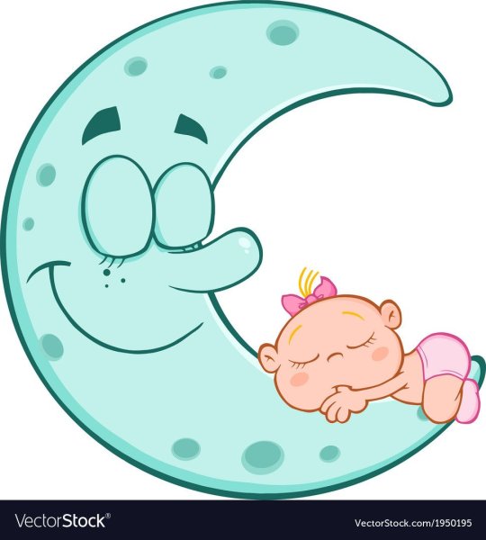 Спящий мультяшный месяц