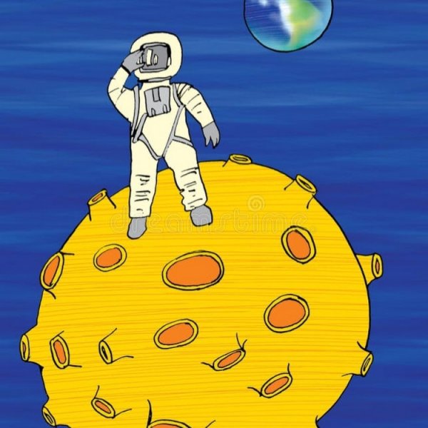 Космонавт на Луне для детей