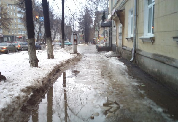 Таяние снега в городе