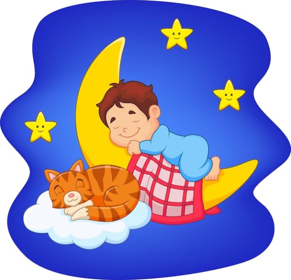 Спящий мальчик на Луне рисунок