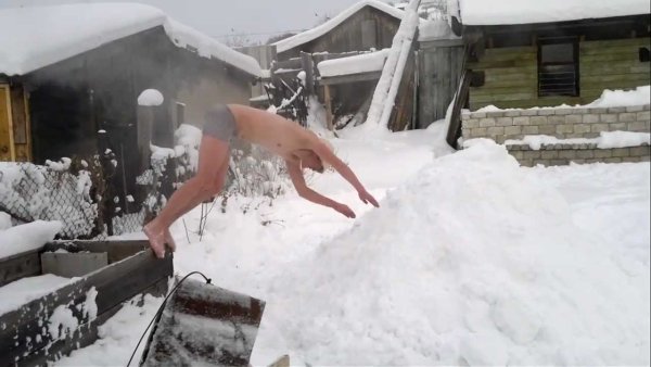 После бани в снег