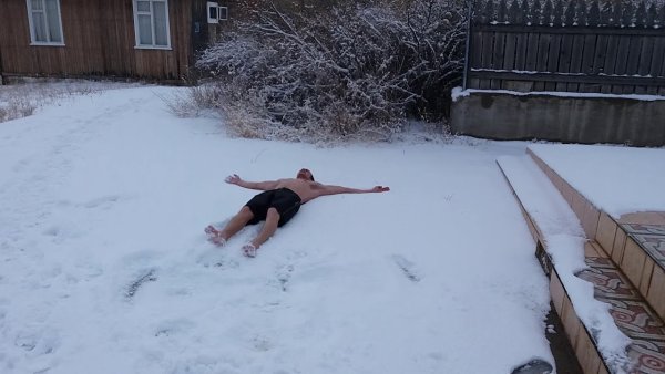 После бани в снег