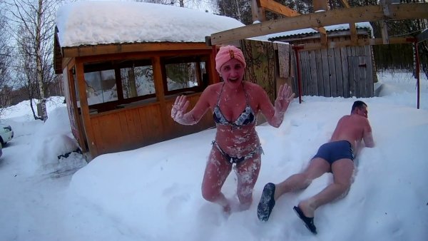 После бани в снег