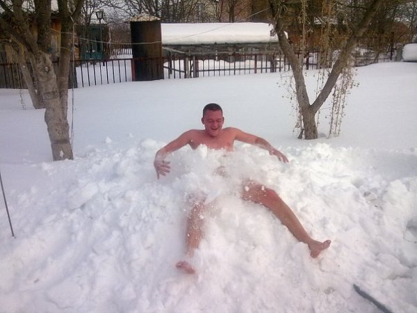 После баньки в снег