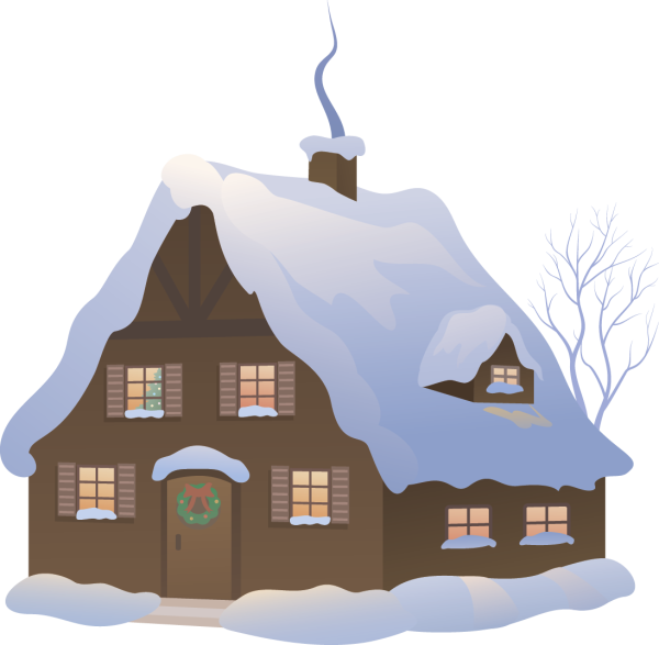 Зимний домик мультяшный