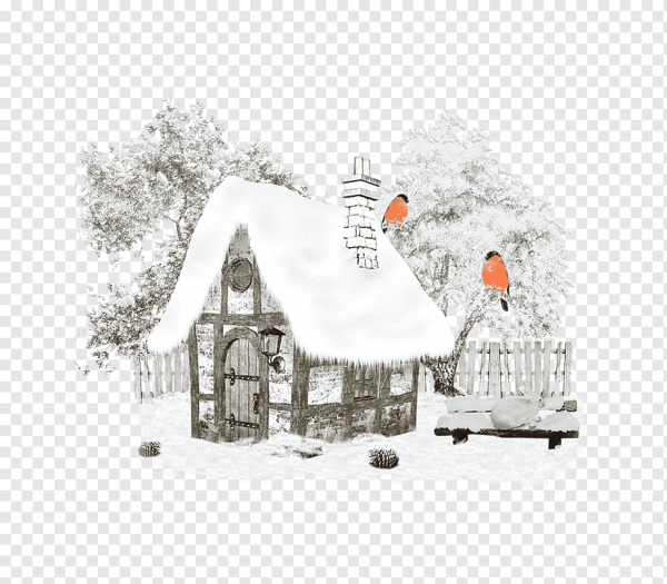 Новогодний домик на прозрачном фоне