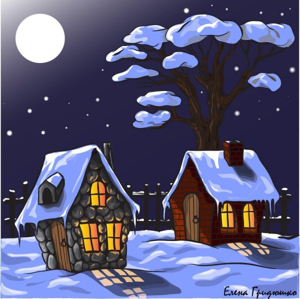Мультяшный дом зимой