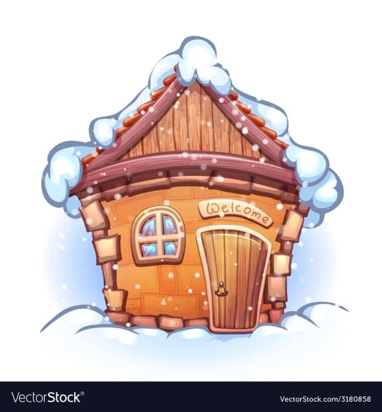 Заснеженный мультяшный домик