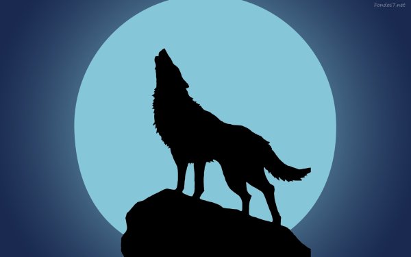 Силуэт волка воющего на луну