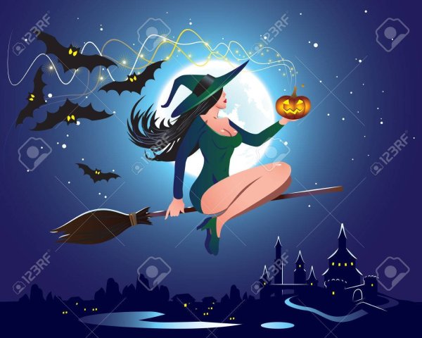 Пьяная ведьма на метле