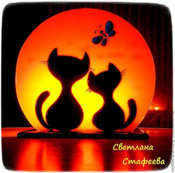 Кошка на закате рисунок