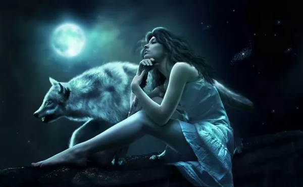 Девушка с волком