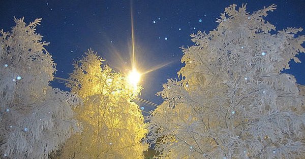 Снежинки искрятся на солнце