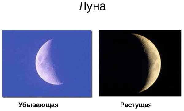 Растущая и убывающая Луна