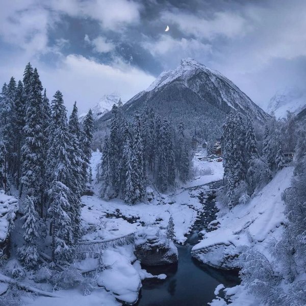 Домбай зимние горы