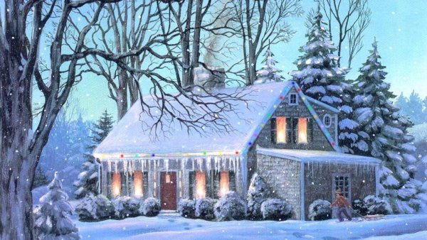 Заснеженный сказочный домик