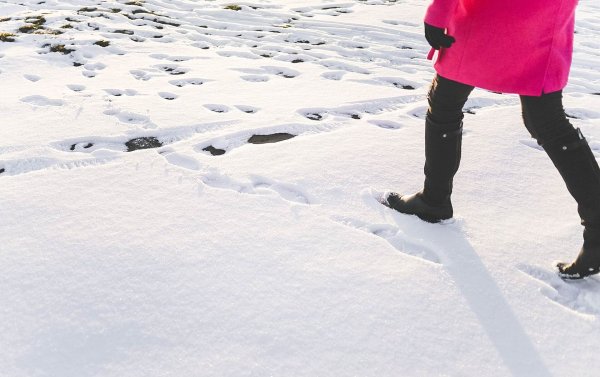 Идет по снегу