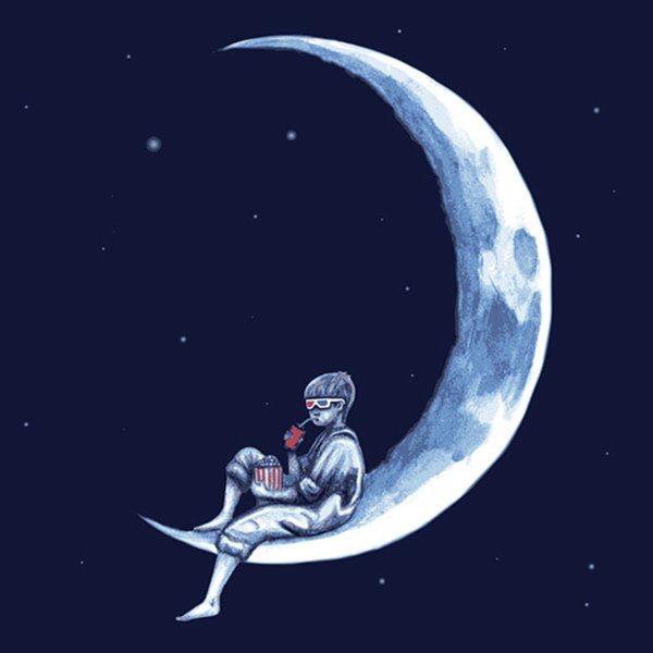 Мальчик на Луне с удочкой