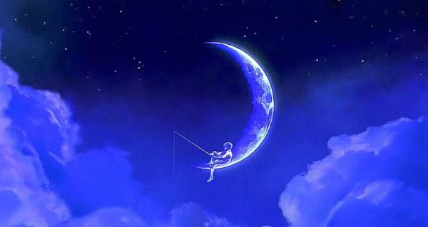 Фирма человек на Луне с удочкой